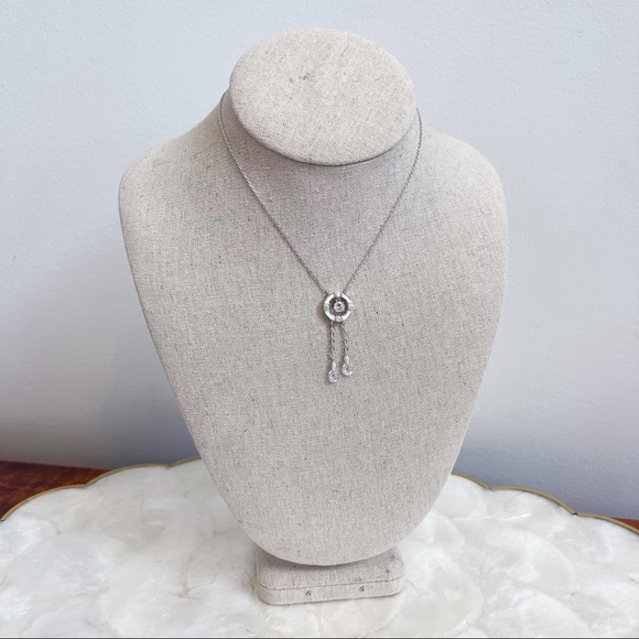 Silver Tone April Faux Diamond White Enamel Pendant Sparkly Girls Necklace NWOT - Picture 14 of 16